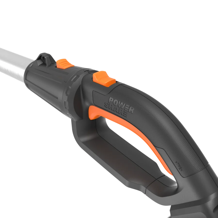 20V 51cm pole hedge trimmer, reach up to 3.3m, 16mm max cutting capacity, 1340/m, exchangeable power head, 1pc 2.0Ah battery included, PowerShare