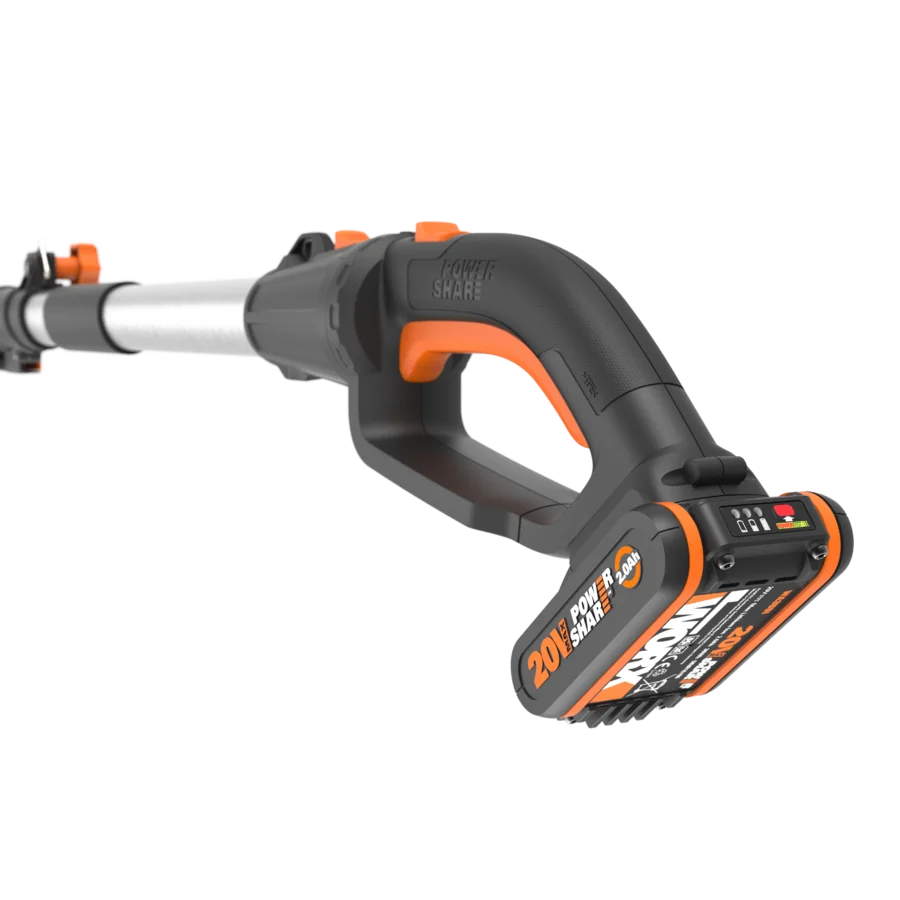 20V 51cm pole hedge trimmer, reach up to 3.3m, 16mm max cutting capacity, 1340/m, exchangeable power head, 1pc 2.0Ah battery included, PowerShare