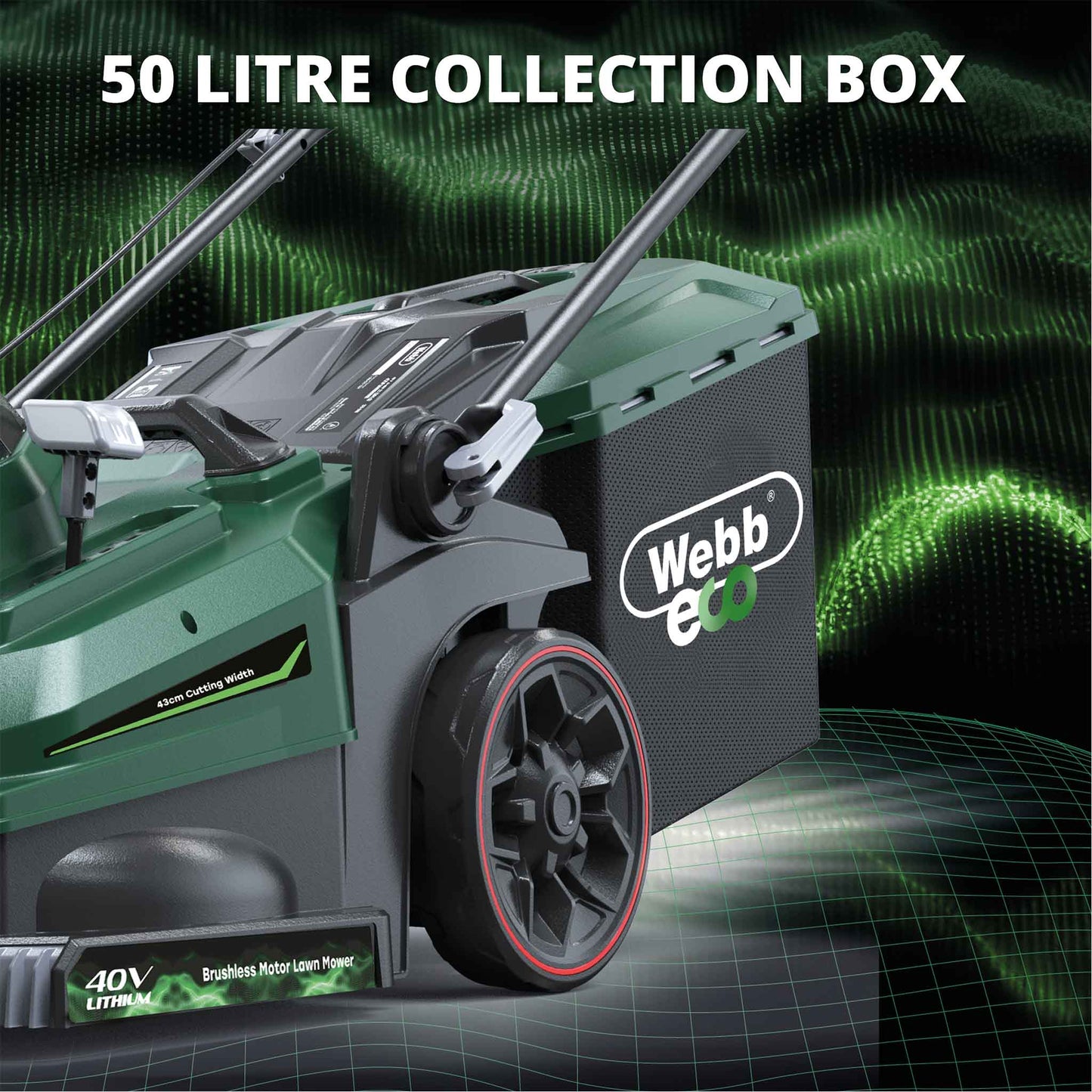 Webb Eco 40V 43cm Cordless Rotary Mower with 2 x 4AH Battery & Charger